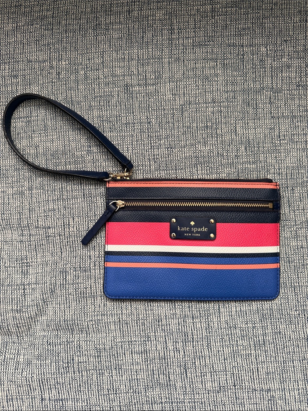 kate spade Navy, Pink & Blue Striped Wristlet